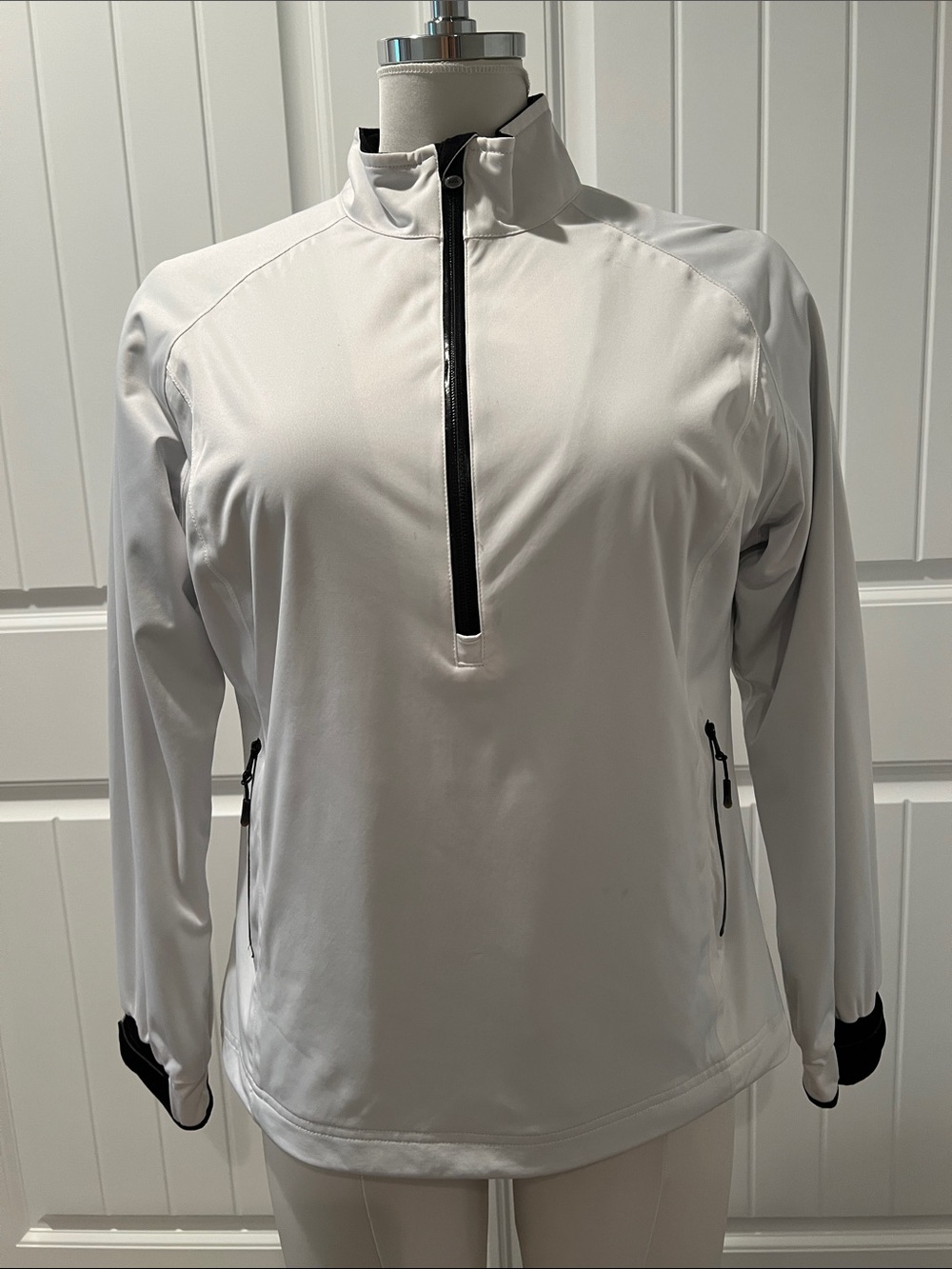 Cutter & Buck White Quarter-Zip Ski Pullover with Black Trim